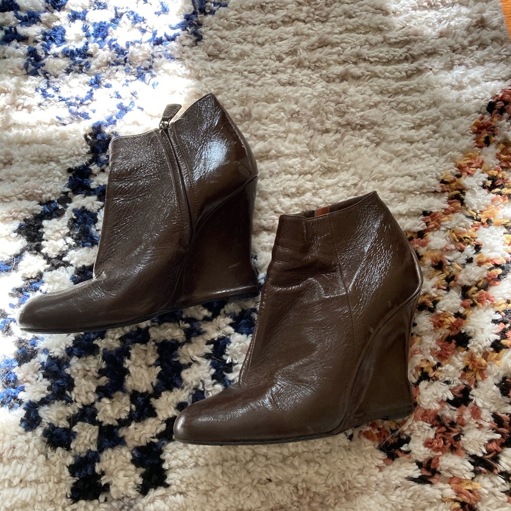 Lanvin wedge booties patent leather 37.5